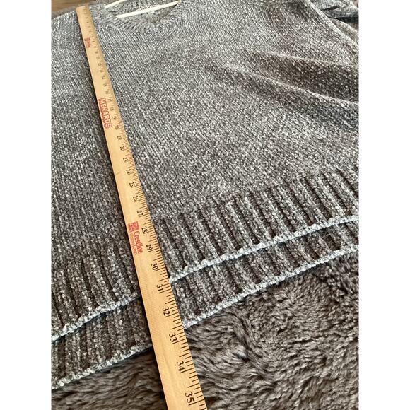 Orvis Women's Chunky Knit V Neck Chenille Pullover Sweater Winter Gray Size XXL - Picture 8 of 8